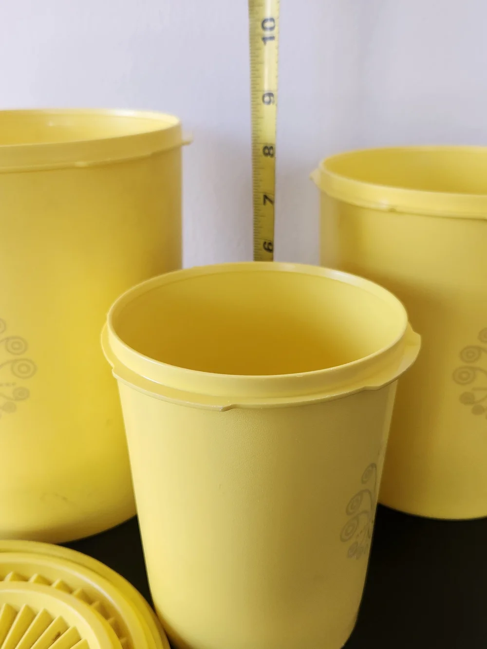Vintage Tupperware Yellow Floral Canister Set